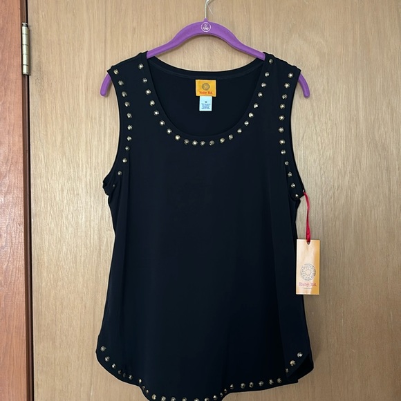 Ruby Rd. Tops - Ruby Red Black Studded Tank Top sleeveless NWT